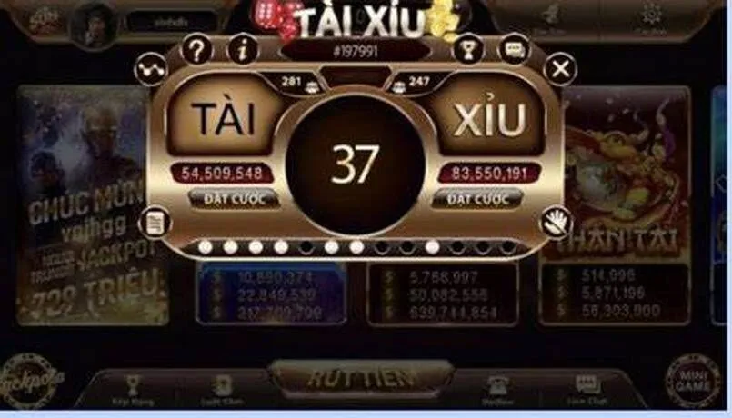 Giao diện chính của con game Tài Xỉu